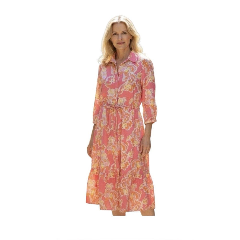 J. McLaughlin Foley Linen Paisley Abstract Midi Dress